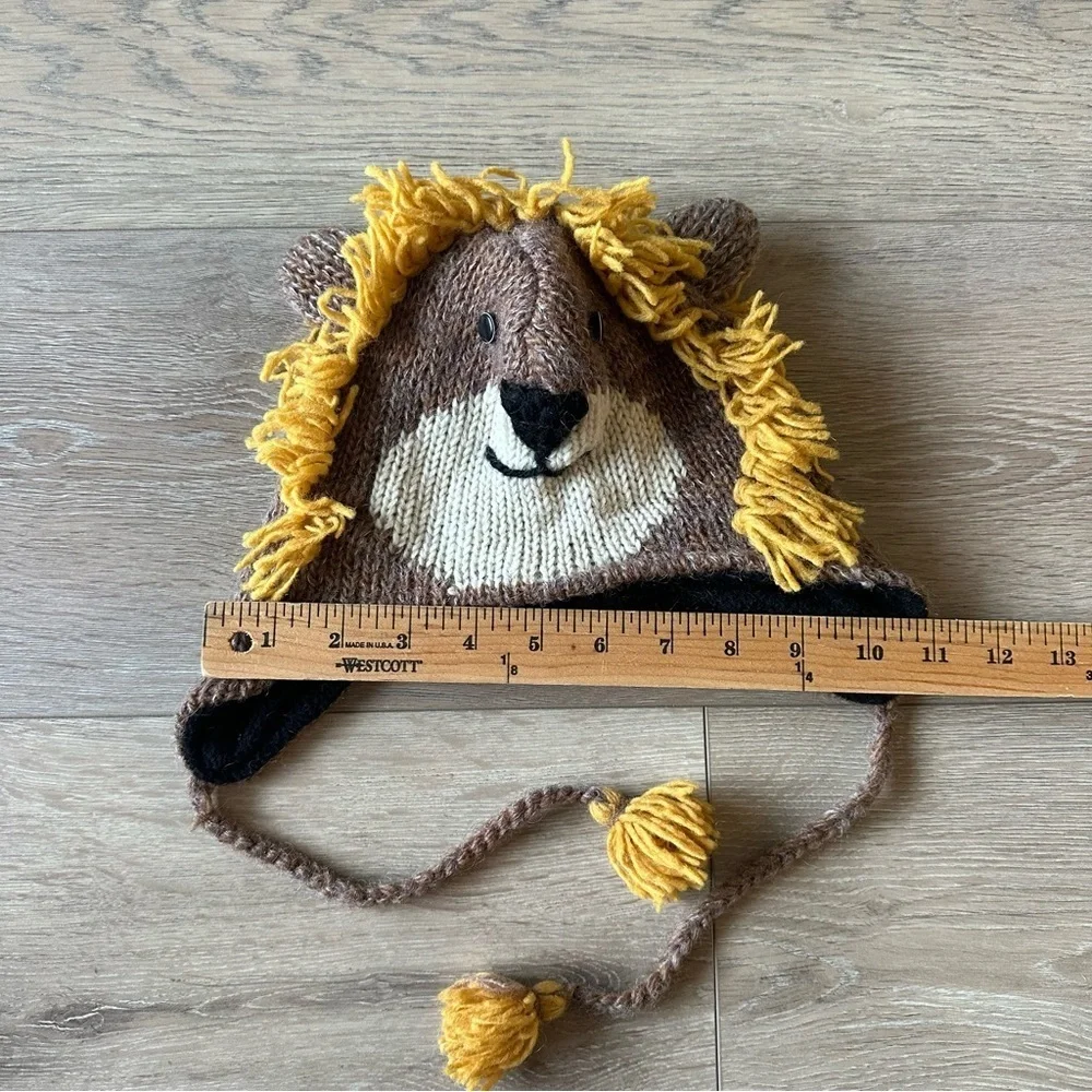 New Hand Crafted 100% Wool Knit Kids Hat Lion